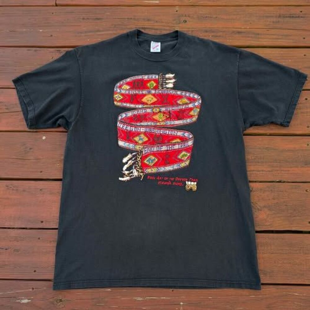 Vintage T-shirt size XL Rock Art of the Oregon Trail single stitch USA native - Picture 1 of 7